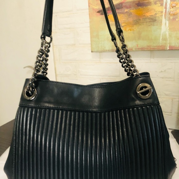 Coach Edie Quilted Black Leather Studded Turnlock Chain Straps Shoulder Bag❤️ - Picture 14 of 16